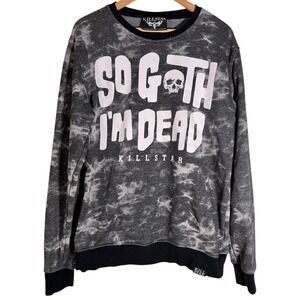 Killstar Goth Men's So Goth I'm Dead Tie Dye Sweatshirt Black Gray XL
